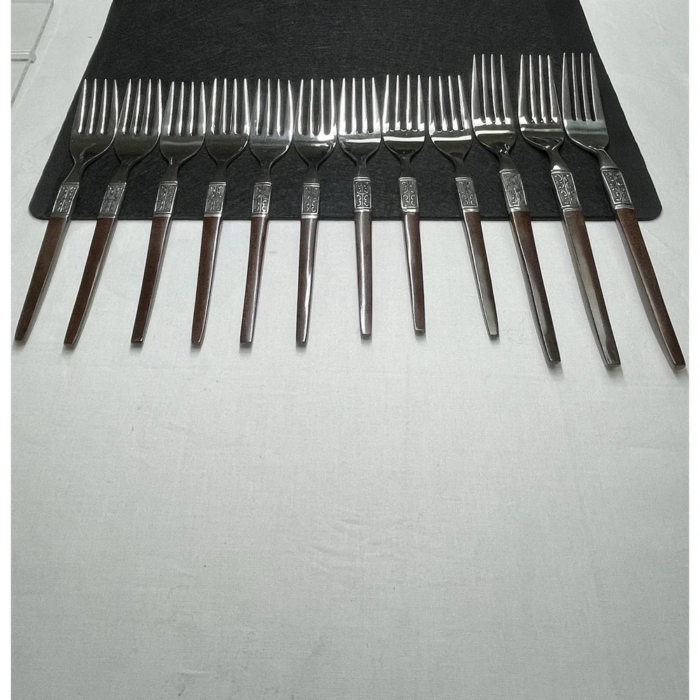 Vintage 1960s EKCO Eterna La Joya Set 12 Forks Silverware Flatware Made in Japan